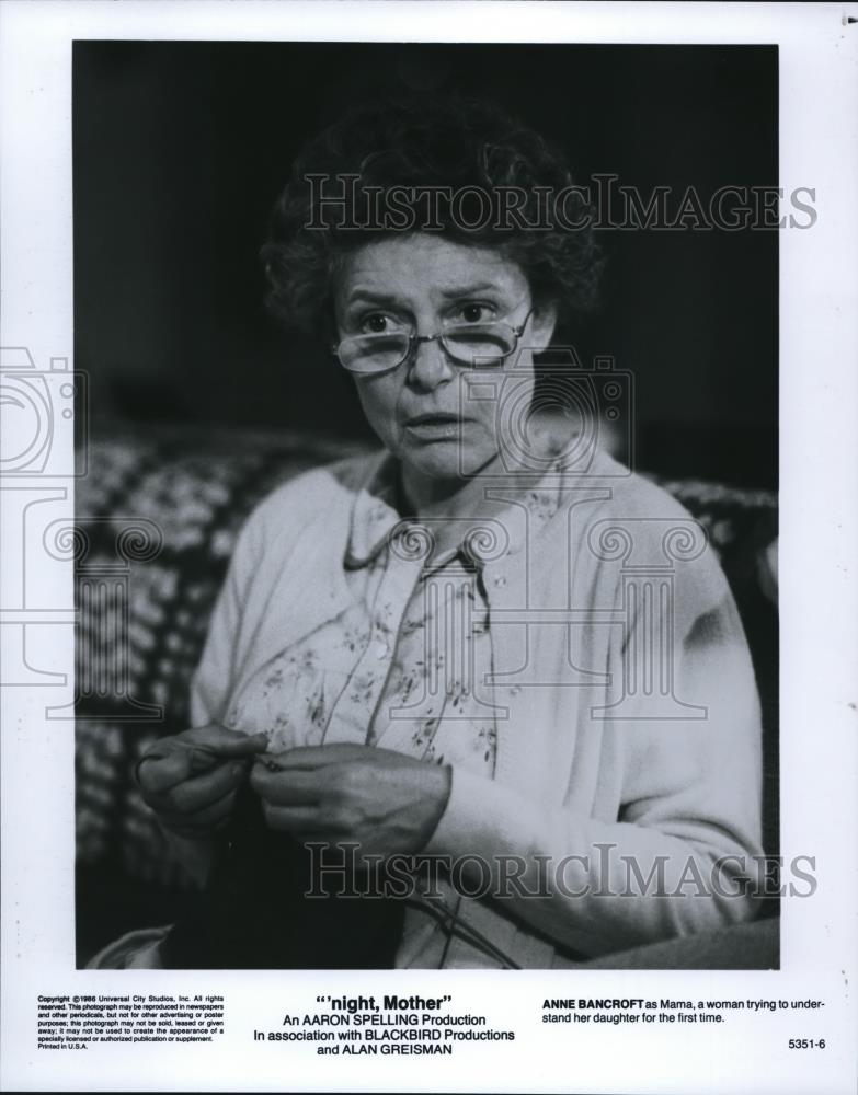 1987 Press Photo Anne Bancroft stars as Mama in Night Mother - cvp52346 - Historic Images
