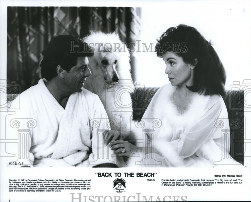 1987 Press Photo Frankie Avalon and Annette Funnicello in Back To The Beach - Historic Images