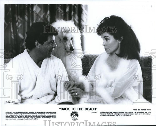 1987 Press Photo Frankie Avalon and Annette Funnicello in Back To The Beach - Historic Images