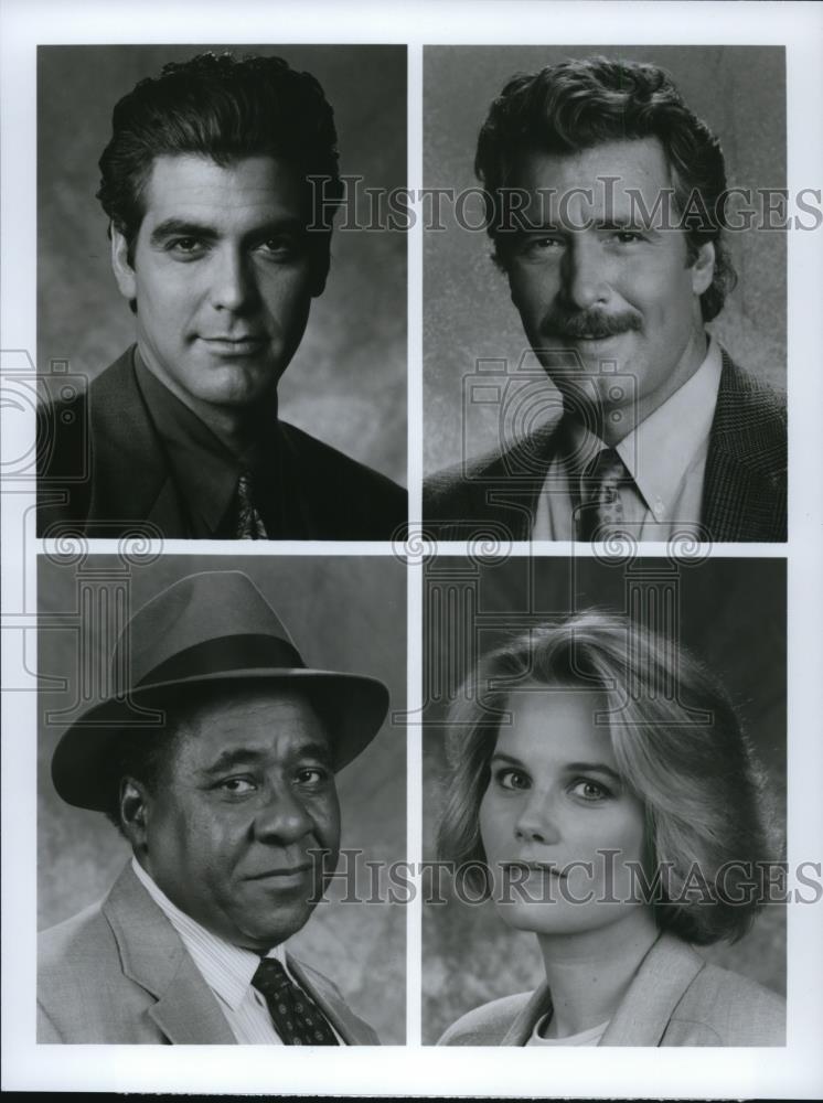 1992 Press Photo George Clooney, Lee Horsley & Cast of Bodies of Evidence - Historic Images