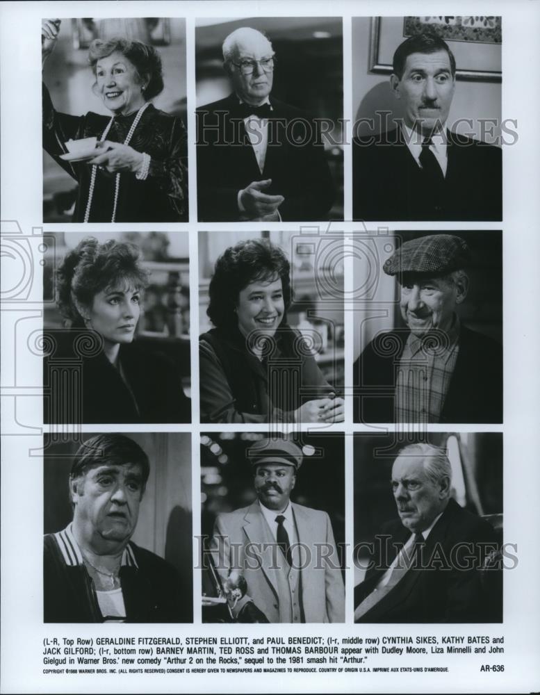 1988 Press Photo Geraldine Fitzgerald Stephen Elliott Paul Benedict Jack Gilford - Historic Images