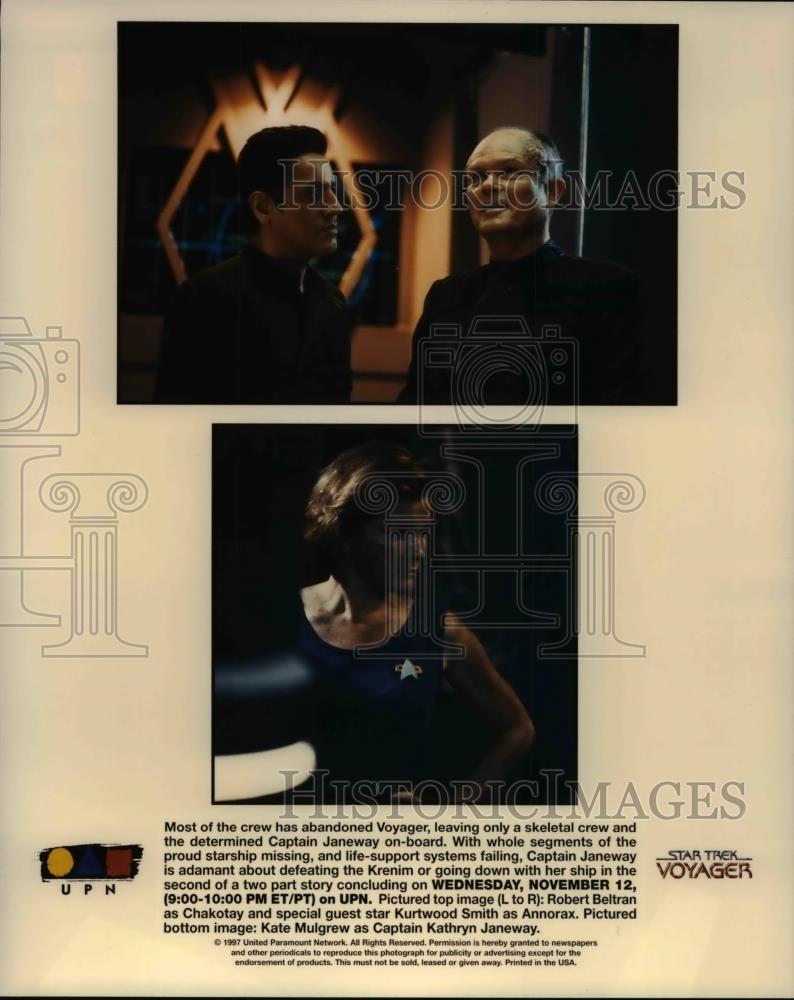 1997 Press Photo Robert Beltran Kurtwood Smith Kate Mulgrew in Star Trek Voyager - Historic Images