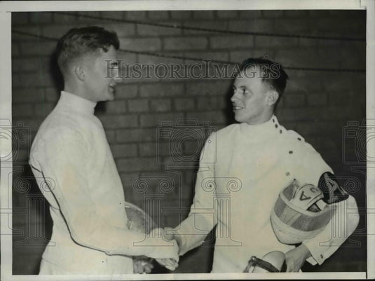 1933 Press Photo Fencers Ignatious J. Galantin, Marurice E. Kaiser - Historic Images