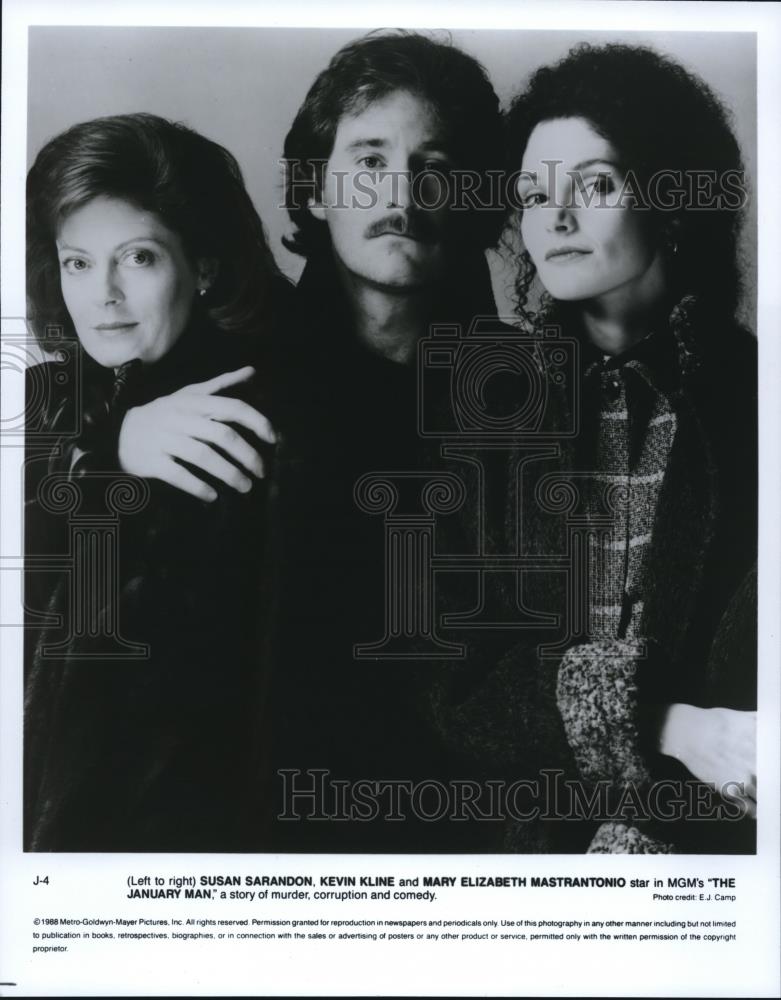 1988 Press Photo Susan Sarandon Kevin Kline and Mary Elizabeth Mastrantonio - Historic Images