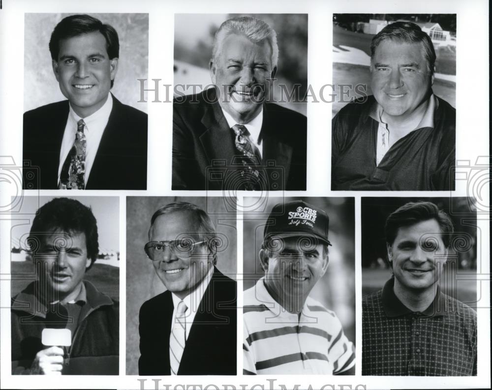 1995 Press Photo Jim Nantz Ken Venturi Ben Wright Jim Nelford Verne Lundquist - Historic Images