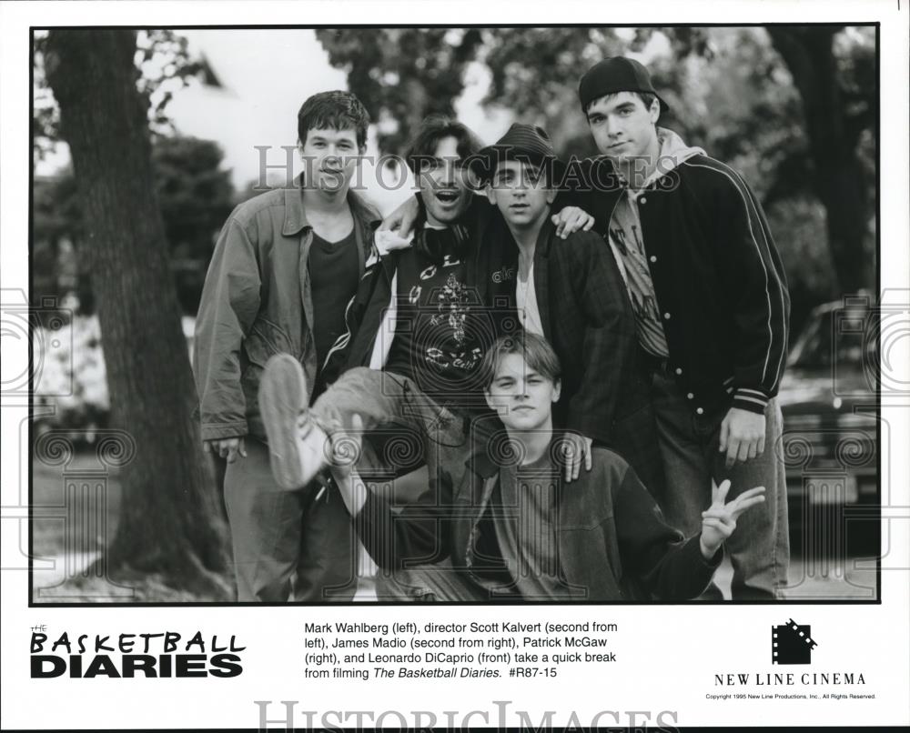 1995 Press Photo Mark Wahlberg, James Madio, Patrick McGaw in Basketball Diaries - Historic Images