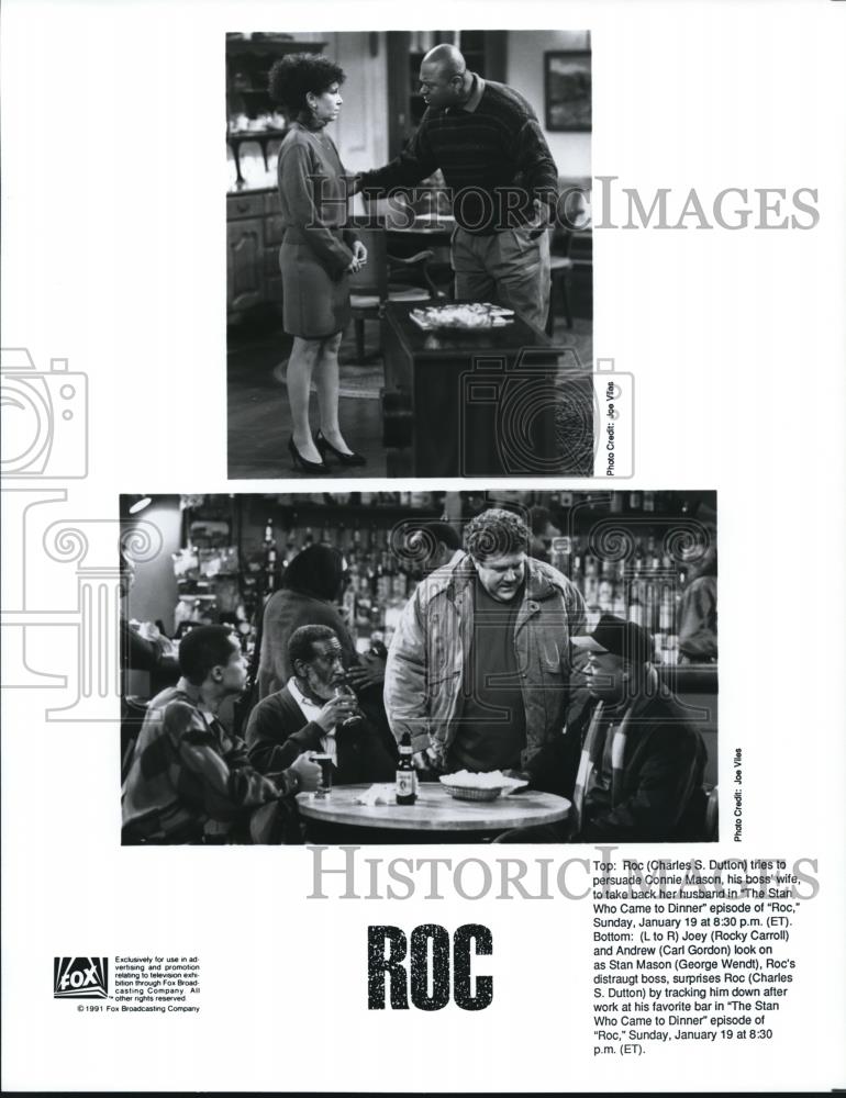 1991 Press Photo Charles Dutton Carl Gordon George Wendt star in Roc TV show - Historic Images