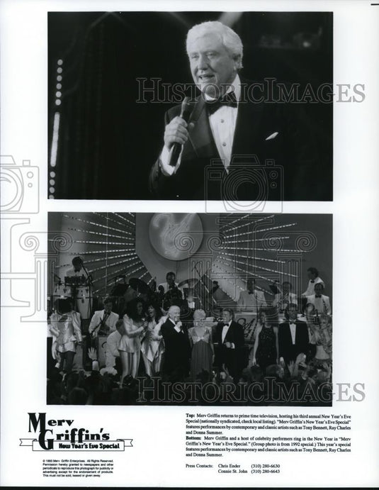 1993 Press Photo Merv Griffin in Merv Griffin's New Year's Eve Special - Historic Images