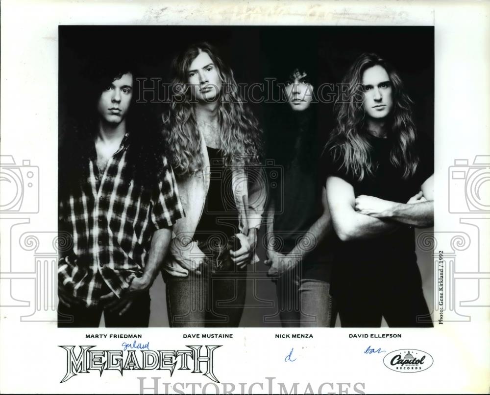 1992 Press Photo Nick Menza Dave Mustaine Marty Friedman David Ellefson Megadeth - Historic Images