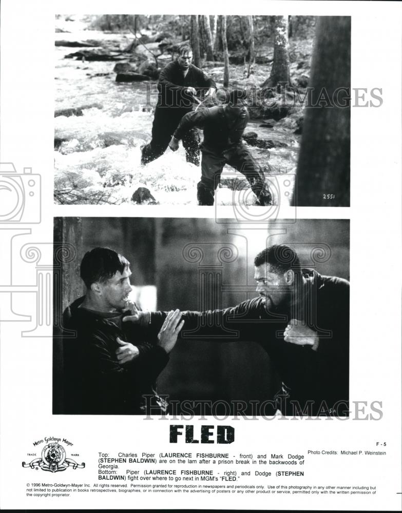 1996 Press Photo Laurence Fishburne and Stephen Baldwin star in Fled - cvp42025 - Historic Images