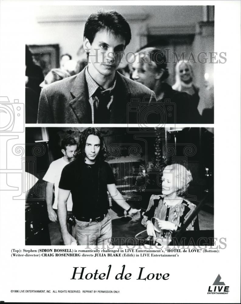 1996 Press Photo Simon Bossell Craig Rosenberg Julia Blake on set Hotel de Love - Historic Images