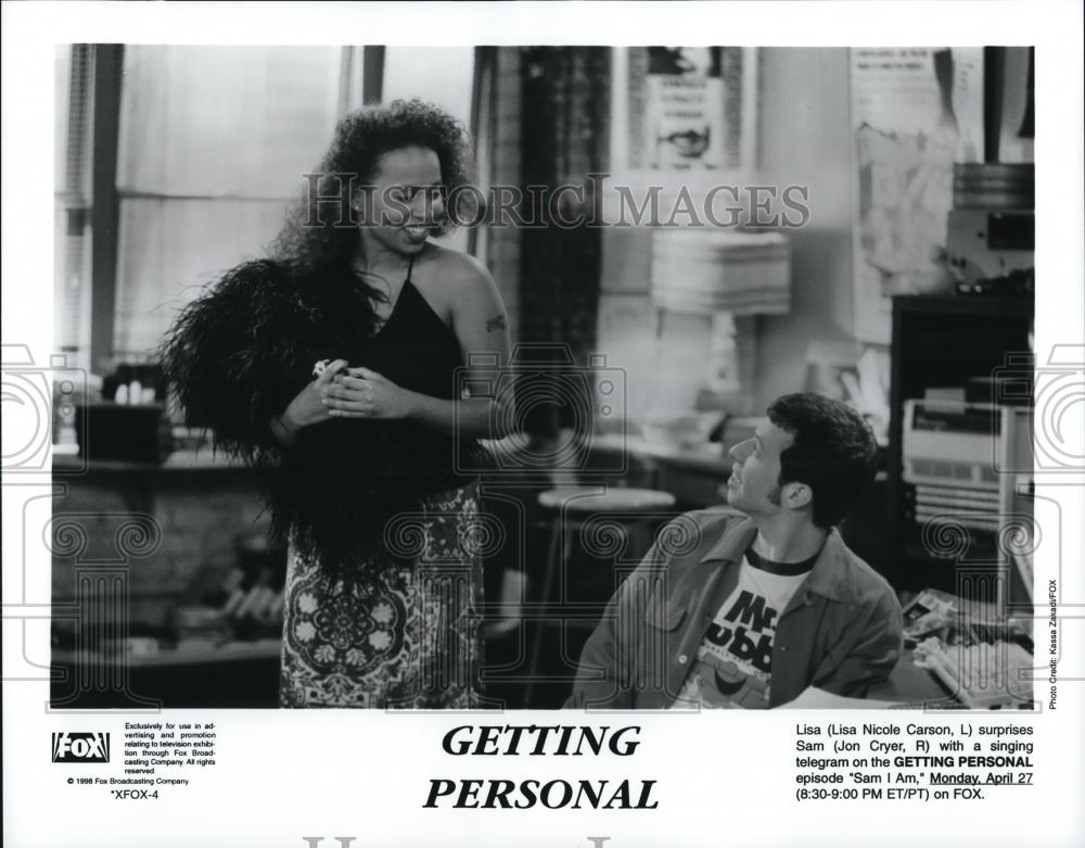 1998 Press Photo Lisa Nicole Carson and Jon Cryer star in Getting Personal - Historic Images