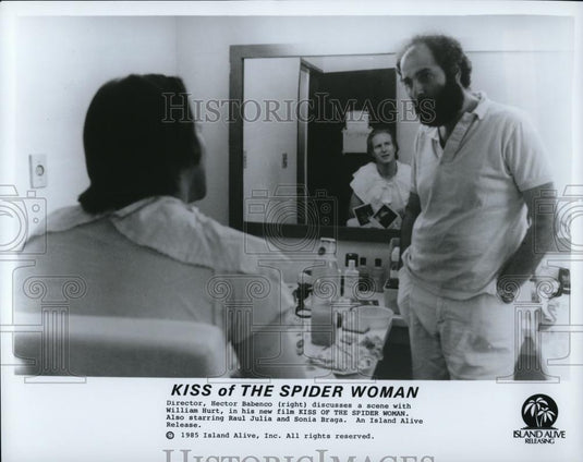 1985 Press Photo Director Hector Babenco William Hurt Kiss of the Spider Woman - Historic Images