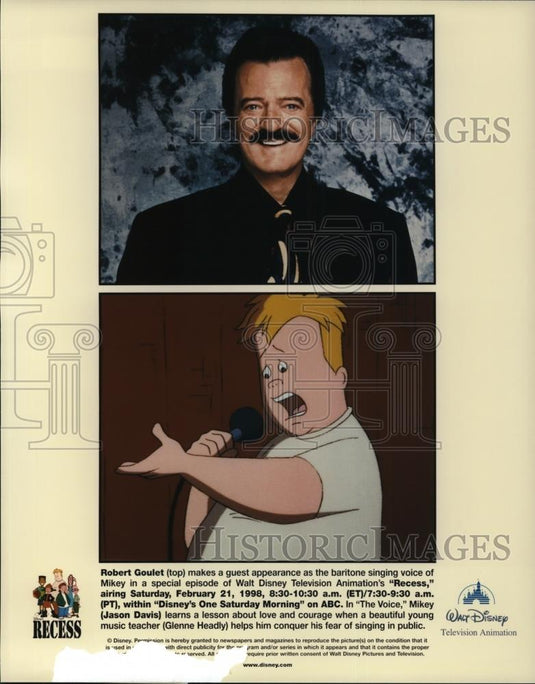 Undated Press Photo Robert Goulet as Mikey's Singing Voice in Recess - Historic Images