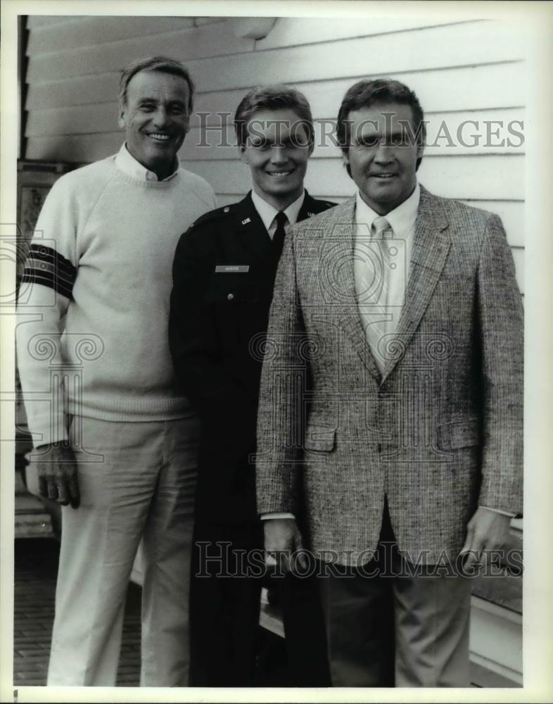 1987 Press Photo Lee Majors, Richard Anderson,Tom Schanley in The Bionic Reunion - Historic Images