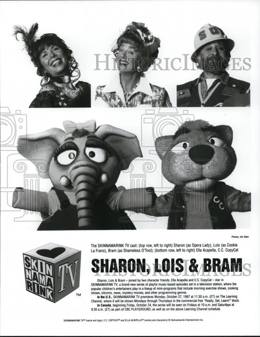 1997 Press Photo Sharon, Lois, Bram, Elle Acapella, Copyca - Sharon, Lois & Bram - Historic Images