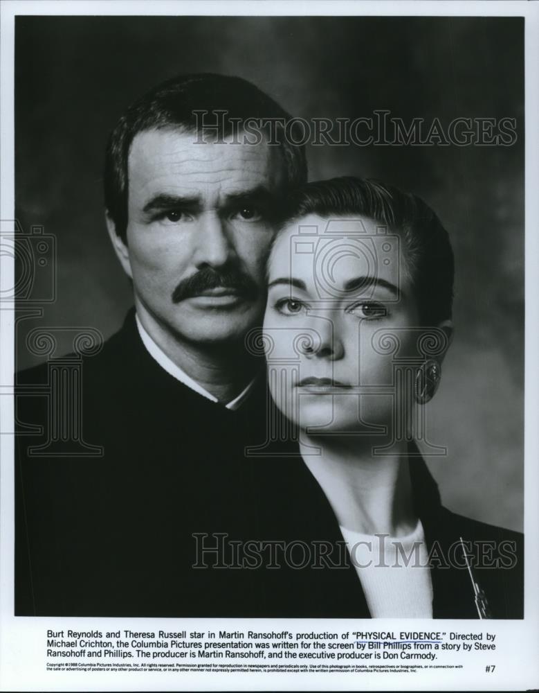 1989 Press Photo Burt Reynolds &amp; Theresa Russell in Physical Evidence - Historic Images