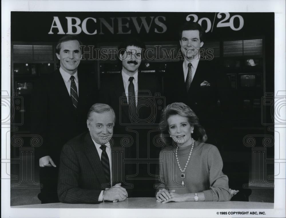 1986 Press Photo Tom Jarriel Hugh Downs John Stossel Barbara Walters Bob Brown - Historic Images