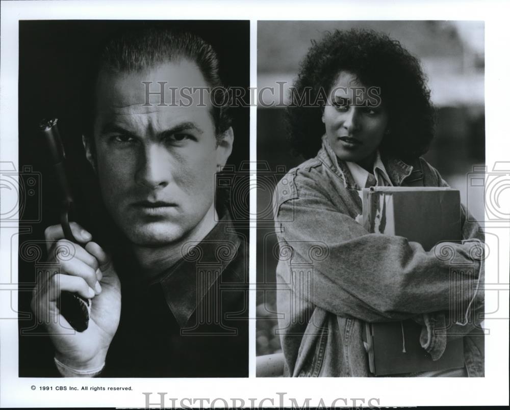 1991 Press Photo Pam Grier Steven Segal Above The Law - cvp56896 - Historic Images