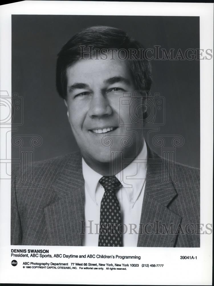 1990 Press Photo Dennis Swanson President ABC Sports Daytime Children's Program - Historic Images