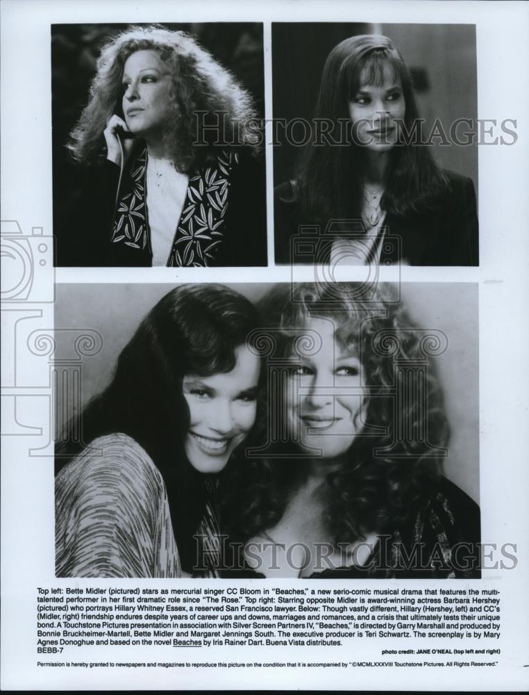 1989 Press Photo Bette Midler and Barbara Hershey in Beaches - cvp58815 - Historic Images