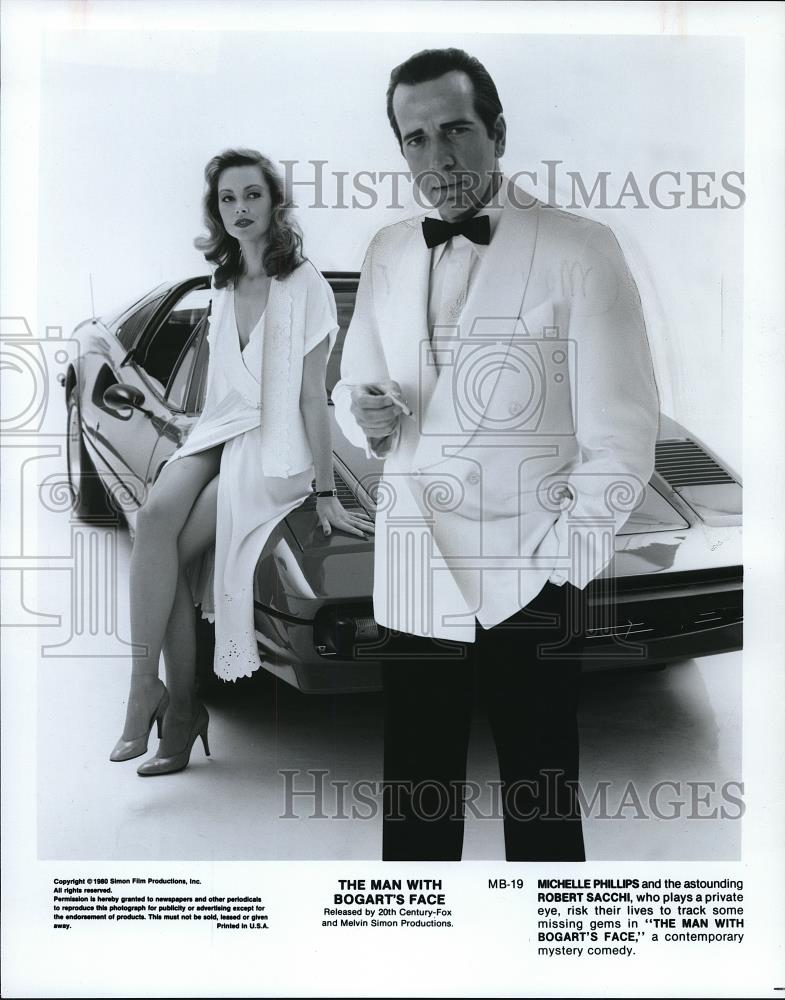 1980 Press Photo Michelle Phillips Robert Sacchi in The Man with Bogart&#39;s Face - Historic Images