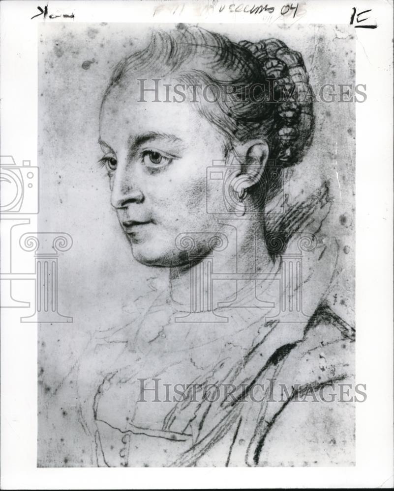 1991 Press Photo Portrait of Suzanne, sister of Peter Paul Rubens' second wife - Historic Images
