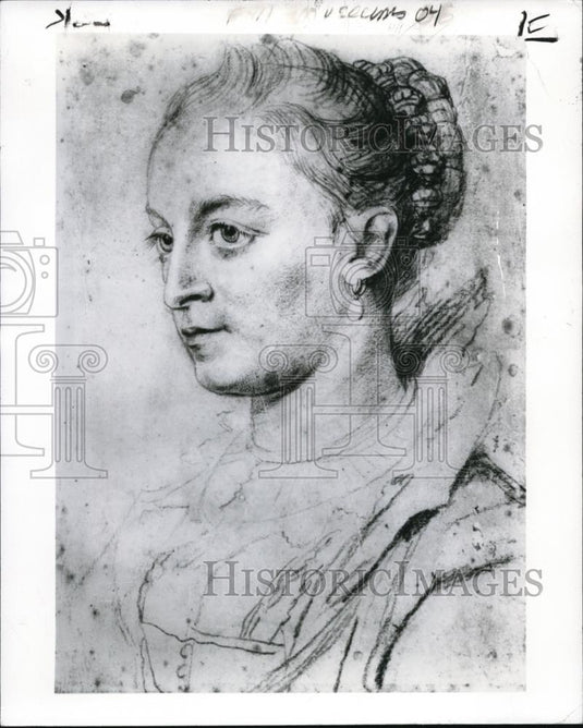 1991 Press Photo Portrait of Suzanne, sister of Peter Paul Rubens' second wife - Historic Images