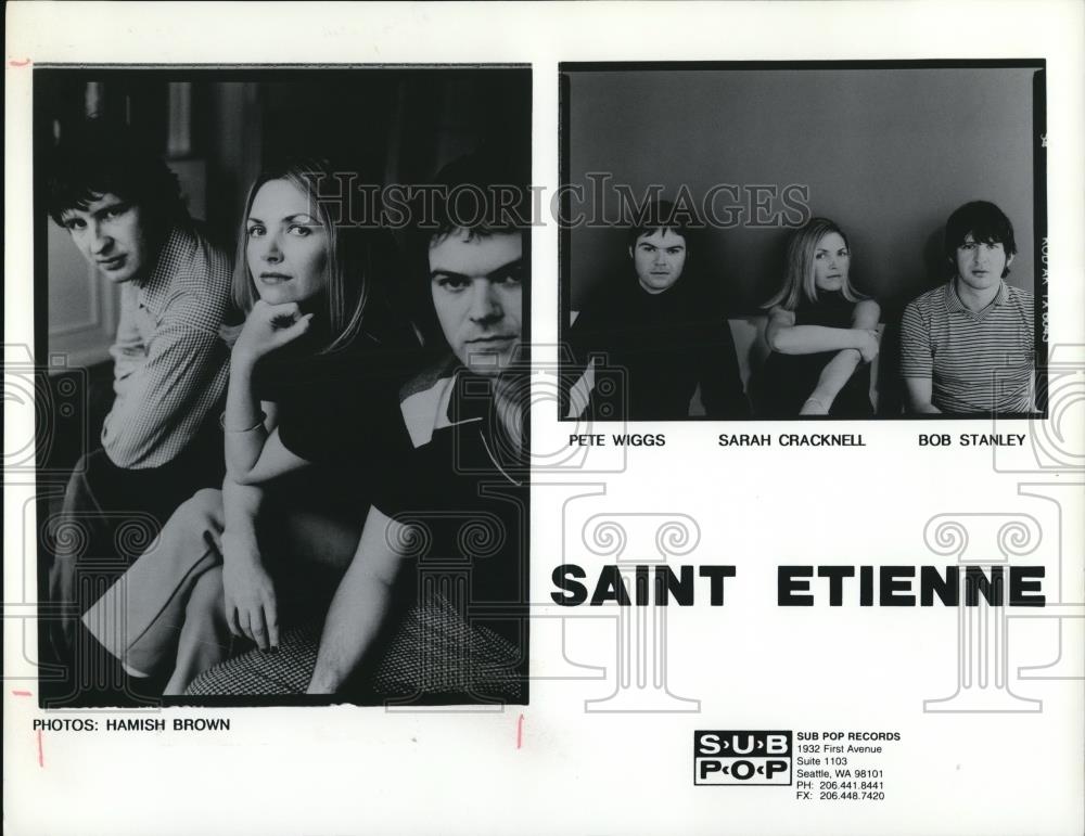 1998 Press Photo Pete Wiggs, Sarah Cracknell, and Bob Stanley in Saint Etienne - Historic Images