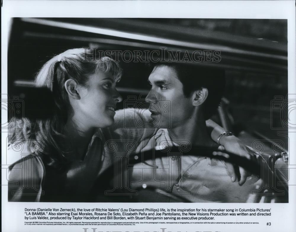 1986 Press Photo Lou Diamond Phillips &amp; Danielle Von Zerneck in La Bamba - Historic Images