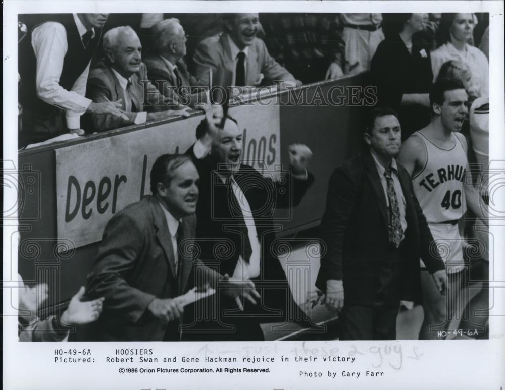 1986 Press Photo Robert Swan and Gene Hackman star in Hoosiers - cvp51618 - Historic Images