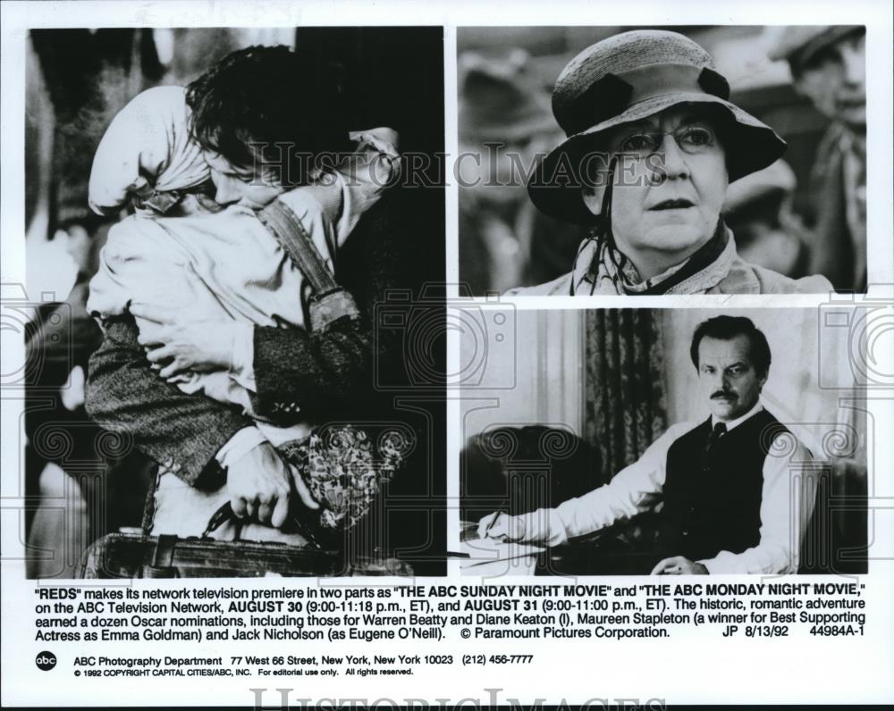 1992 Press Photo ABC presents REDS with Warren Beatty and Diane Keaton - Historic Images