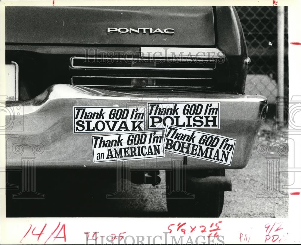 1979 Press Photo Bumper stickers - Historic Images