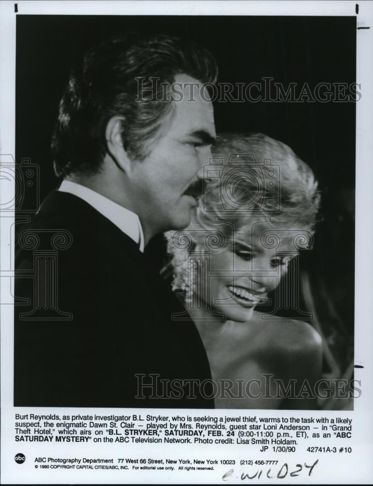 1990 Press Photo Burt Reynolds and Lonnie Anderson star in B.L. Stryker - Historic Images