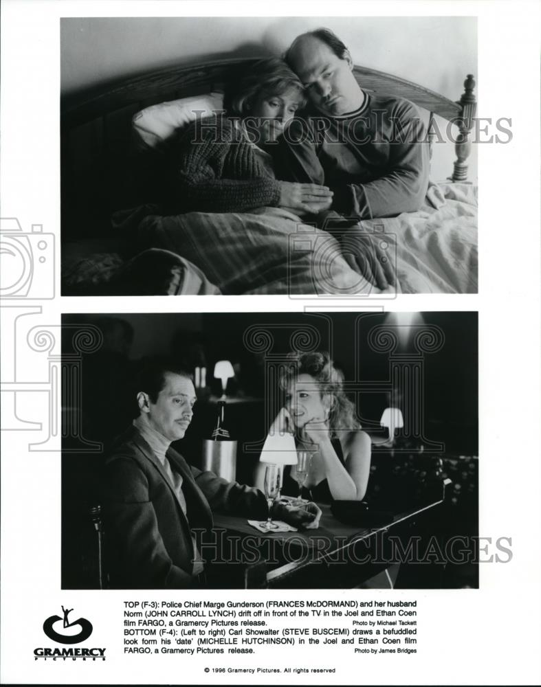 1996 Press Photo Frances McDormand John Carroll Lynch and Steve Buscemi in Fargo - Historic Images
