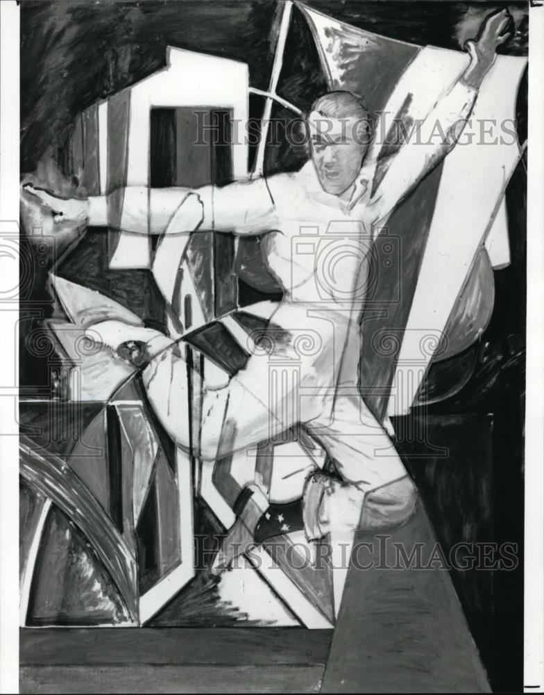 1991 Press Photo Larry Rivers, dancing with Bomberg's Dancer Fred Astaire - Historic Images