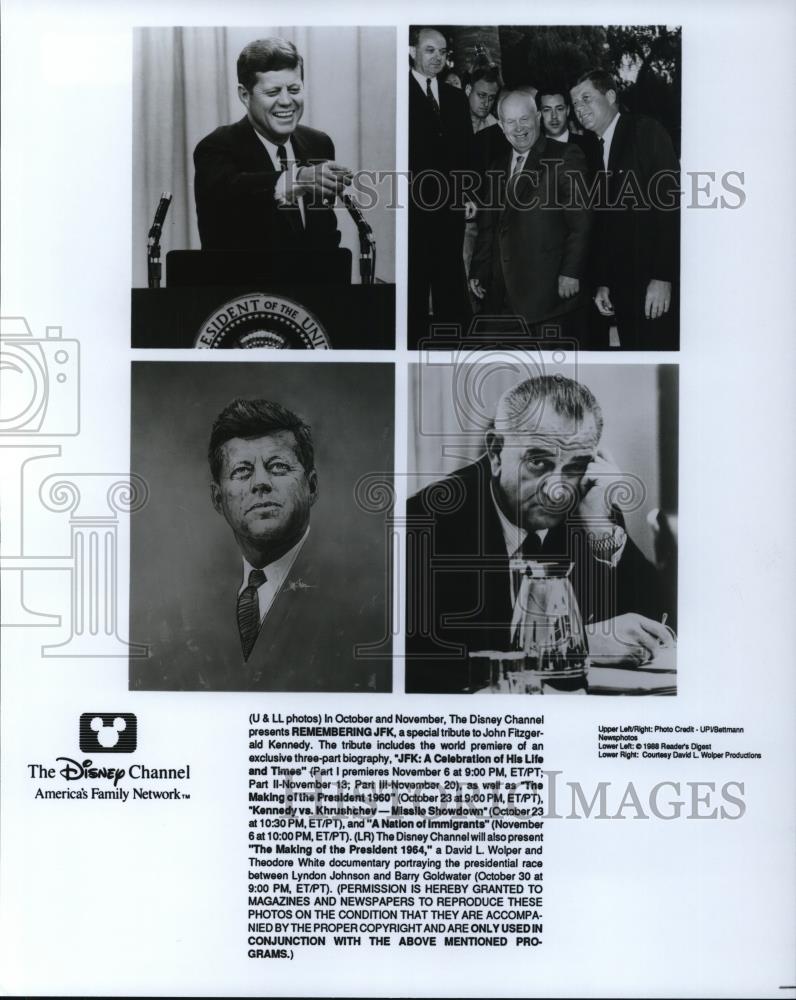 1988 Press Photo President John F. Kennedy featured in various TV shows - Historic Images
