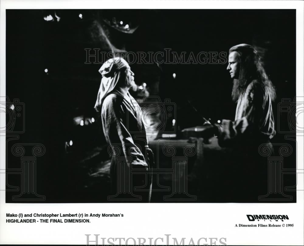 1995 Press Photo Mako and Christopher Lambert in Highlander The Final Dimension - Historic Images