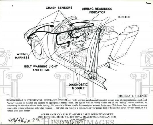 1989 Press Photo Ford's air-bag supplemental restraint system - Historic Images