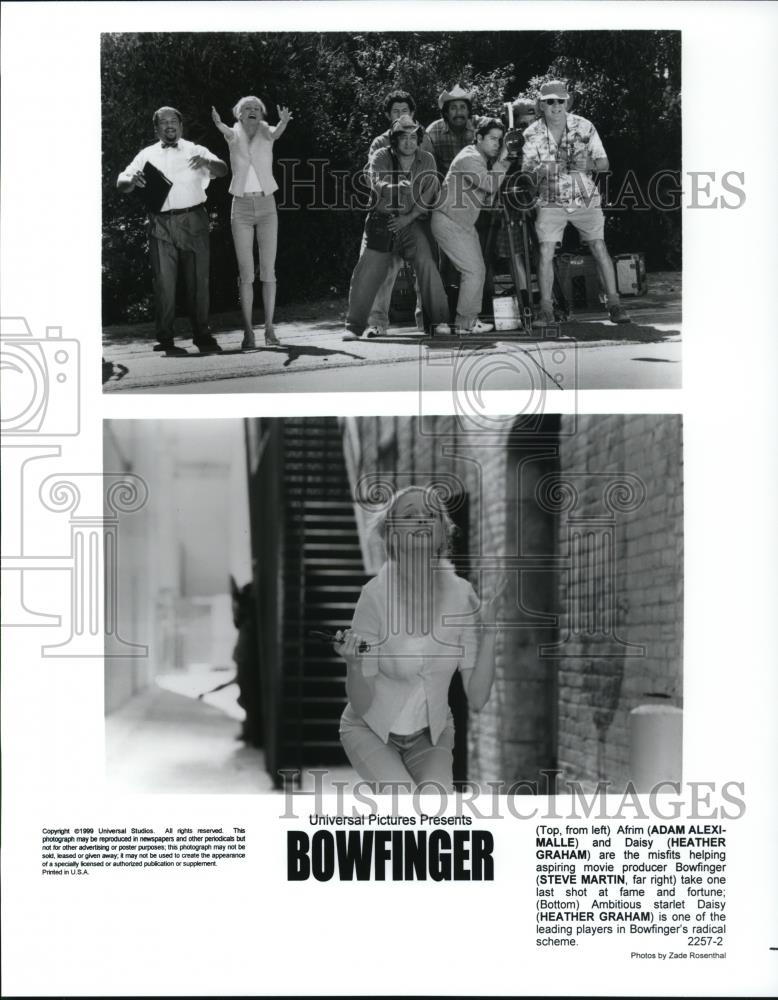 1999 Press Photo Adam Aleximalle, Heather Graham &amp; Steve martin in Bowfinger - Historic Images