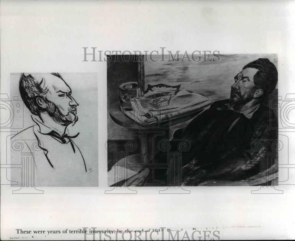 1981 Press Photo Ound 1939 prison Ritch & Finnoheal portrait by Wyndham Lewis - Historic Images