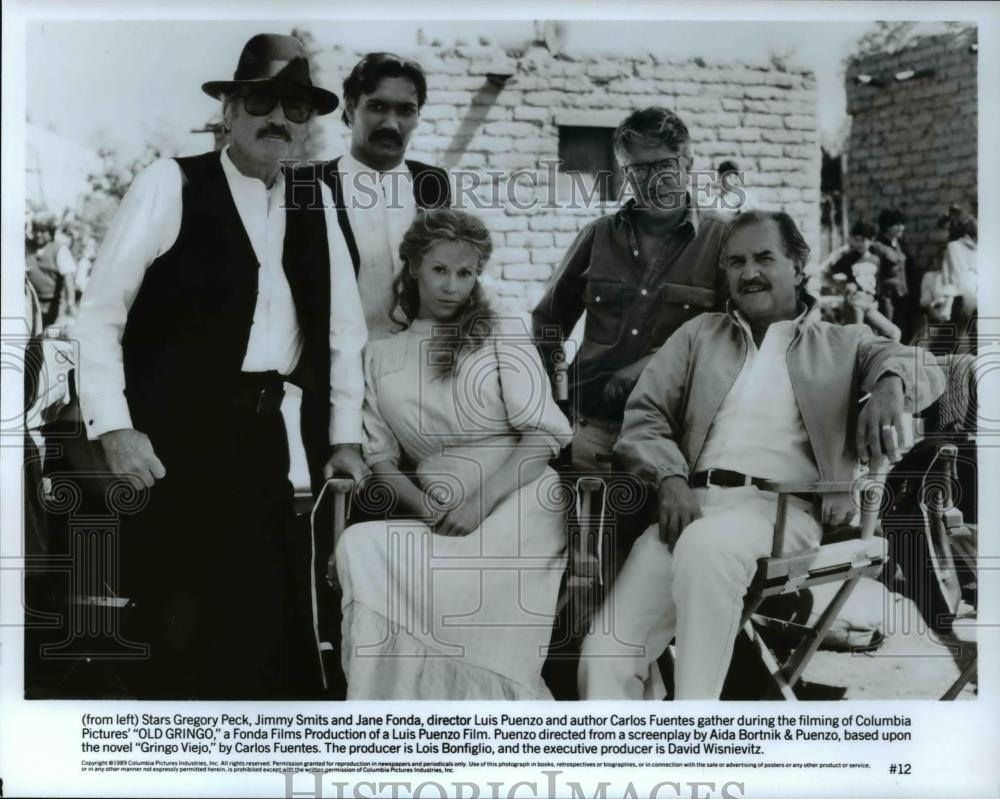 1989 Press Photo Gregory Peck Jimmy Smits Jane Fonda in Old Gringo - cvp45109 - Historic Images
