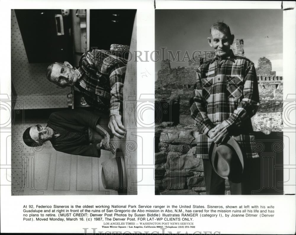 1987 Press Photo Federico Sisneros, oldest working national Park Service ranger - Historic Images