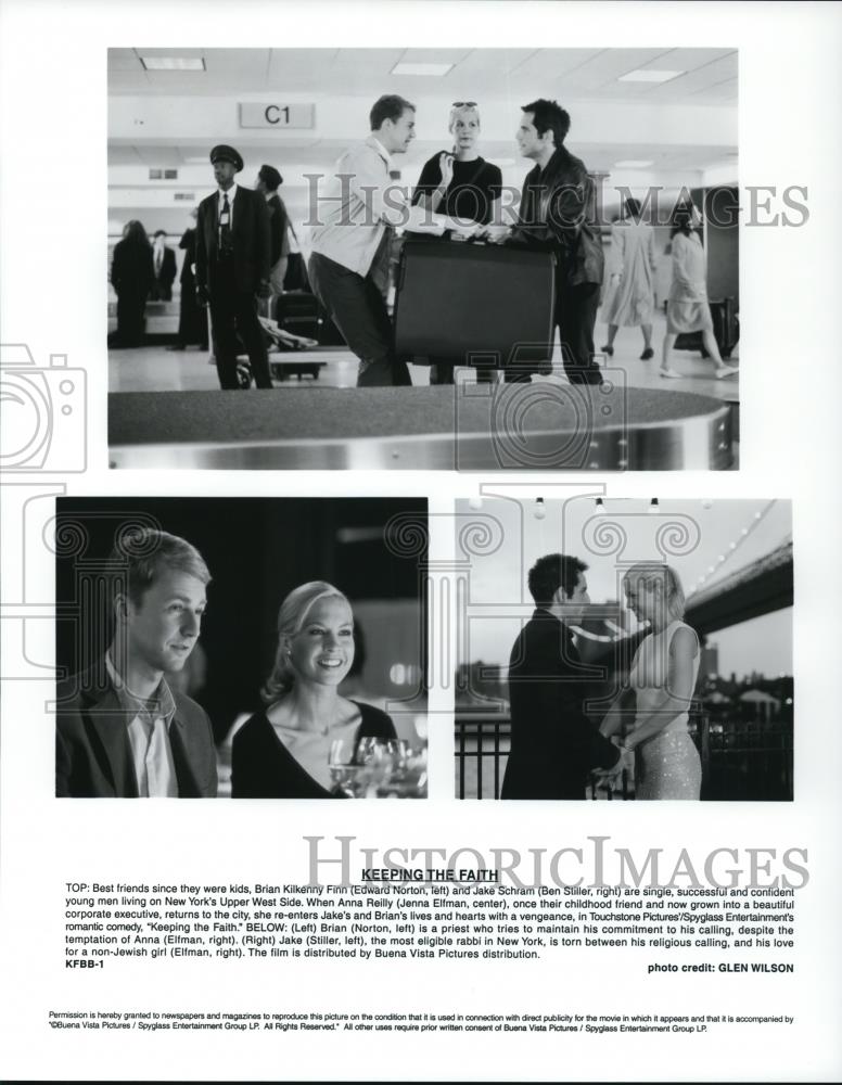Undated Press Photo Edward Norton Ben Stiller and Jenna Elfman in Keeping Faith - Historic Images