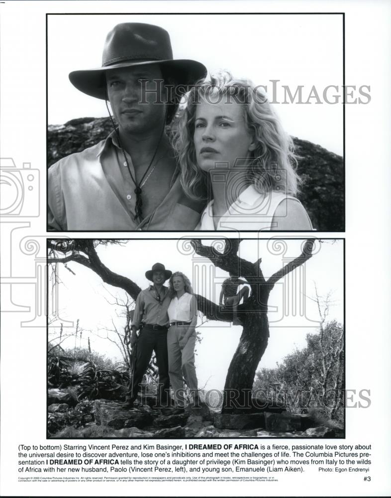 2000 Press Photo Kim Basinger &amp; Vincent Perez in I Dreamed Of Africa - Historic Images