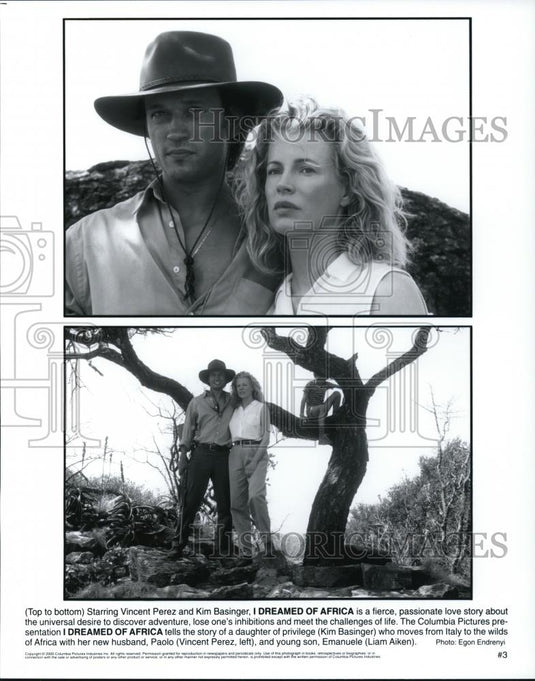 2000 Press Photo Kim Basinger & Vincent Perez in I Dreamed Of Africa - Historic Images