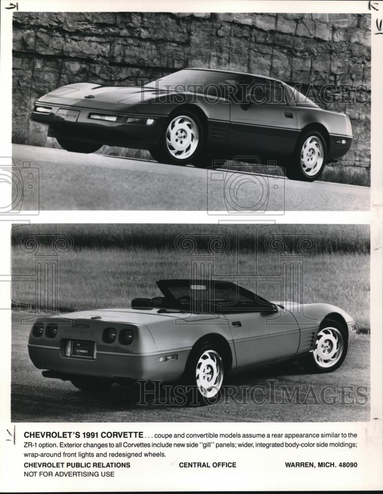 1991 Press Photo The Chevrolet&#39;s Corvette, coupe and convertible model - Historic Images