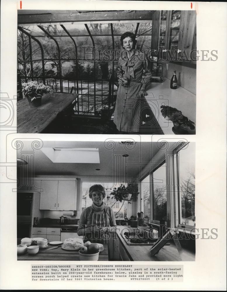 1980 Press Photo Mary Kelin and Gracie Jahn used Solar panel in their home - Historic Images