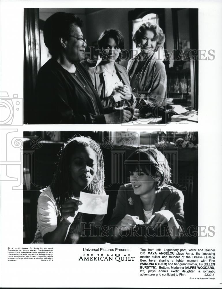 1995 Press Photo Dr. Maya Angelou Winona Ryder Ellen Burstyn and Alfre Woodard - Historic Images