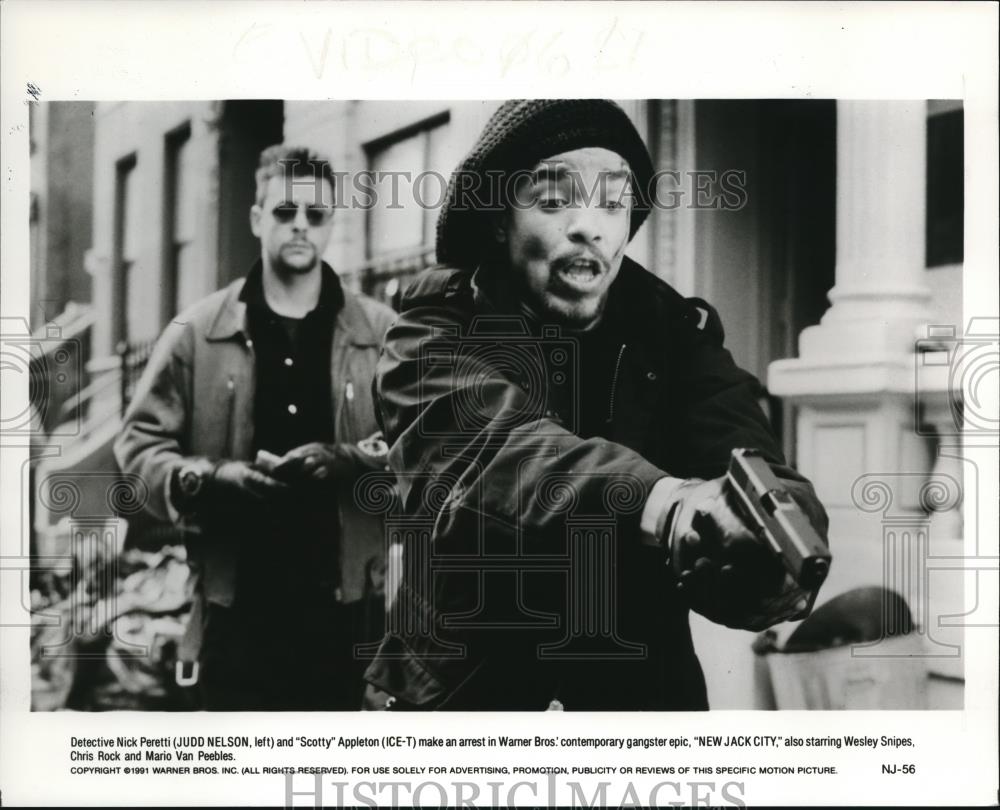 1991 Press Photo Judd Nelson &amp; Ice-T in New Jack City - cvp52479 - Historic Images